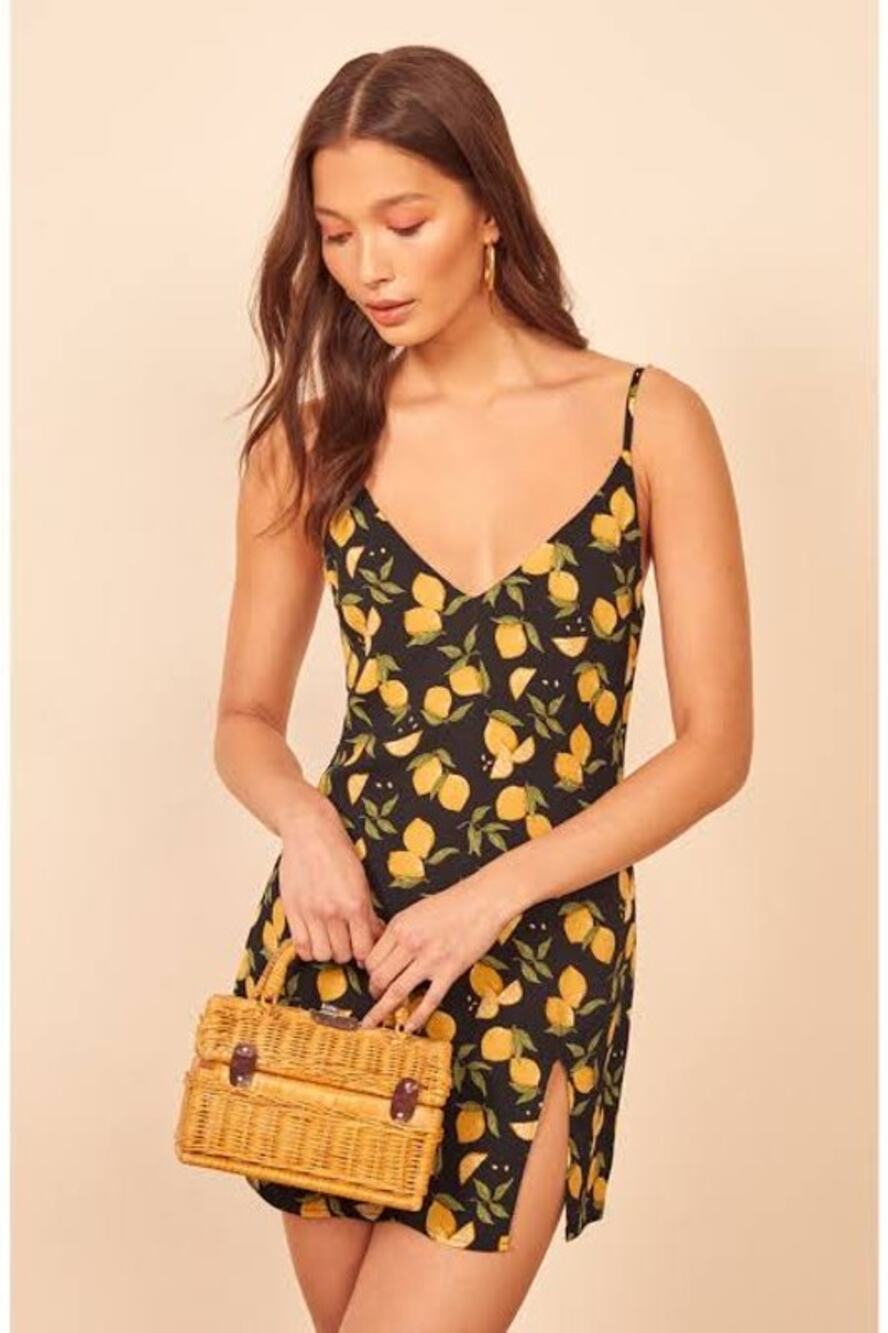 Reformation lemon Marlowe mini dress
